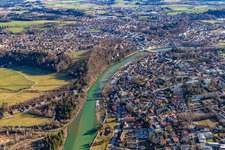 Course of the Isar in Bad Tölz in the state Bavaria, Germany