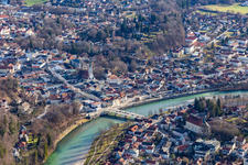 Old town with Isar Bridge in Bad Tölz in the state Bavaria, Germany