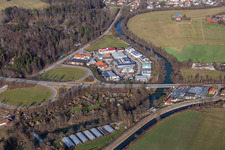 Industrial area on the Loisach in Wolfratshausen in the state Bavaria, Germany