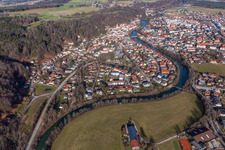 In the loop of the Loisach in Wolfratshausen in the state Bavaria, Germany