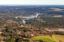 Icking weir and pond between Mühltalkanal and Isarkanal in the district Ergertshausen in Egling in the state Bavaria, Germany