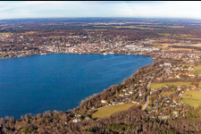 Aerial view of From the southeast in the district Percha in Starnberg in the state Bavaria, Germany