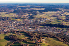 Aerial view of Bad Tölz in the state Bavaria, Germany