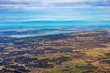 Aerial view of Lake Starnberg from the southeast in Starnberger See in the state Bavaria, Germany