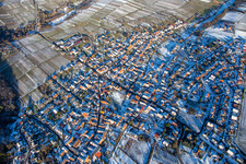 In winter with snow from the southwest in Oberotterbach in the state Rhineland-Palatinate, Germany