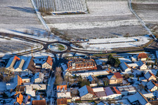 Hotel Restaurant Schweigener Hof in winter with snow in the district Schweigen in Schweigen-Rechtenbach in the state Rhineland-Palatinate, Germany