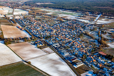 In winter with snow from the west in Steinfeld in the state Rhineland-Palatinate, Germany