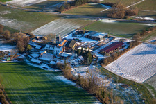 Holzwerk ORTH in the Schaidter Mill in winter with snow in the district Schaidt in Wörth am Rhein in the state Rhineland-Palatinate, Germany