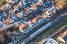 Aerial view of Station Winden and new development area Am bhf in Winden in the state Rhineland-Palatinate, Germany
