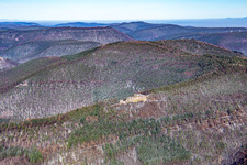 Neuscharfeneck castle ruins from the south in winter with snow in Flemlingen in the state Rhineland-Palatinate, Germany