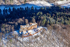 Castle Meisteresel from the south in winter with snow in Ramberg in the state Rhineland-Palatinate, Germany
