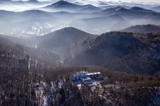 Aerial photograpy of Specialist clinic Eußerthal from the north in winter with snow in Eußerthal in the state Rhineland-Palatinate, Germany