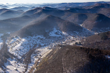 From the northeast in winter when there is snow in Eußerthal in the state Rhineland-Palatinate, Germany