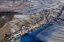 From the southwest in winter when there is snow in Ranschbach in the state Rhineland-Palatinate, Germany