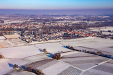 From the southwest in winter in the district Mühlhofen in Billigheim-Ingenheim in the state Rhineland-Palatinate, Germany