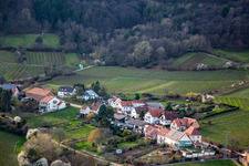 Paraglider approaching the Weyher parking lot in Weyher in der Pfalz in the state Rhineland-Palatinate, Germany