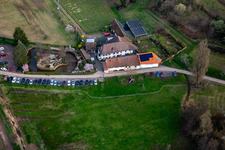 Aerial photograpy of Country Restaurant Burrweiler Mühle am Modenbach in Burrweiler in the state Rhineland-Palatinate, Germany