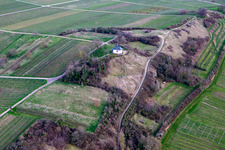 Aerial photograpy of Kleine Kalmit Nature Reserve in spring in the district Arzheim in Landau in der Pfalz in the state Rhineland-Palatinate, Germany