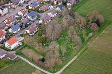 Aerial view of Jewish Cemetery Ingenheim in the district Ingenheim in Billigheim-Ingenheim in the state Rhineland-Palatinate, Germany