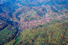 Village - view on the edge of agricultural fields and farmland in the district Michelbach in Gaggenau in the state Baden-Wurttemberg, Germany
