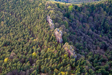 Aerial photograpy of Luger Geiersteine in Lug in the state Rhineland-Palatinate, Germany