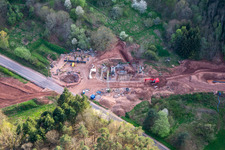 Aerial photograpy of Corridor through the Palatinate Forest for the reconstruction of the 51 km section of the Trans-Europe Natural Gas Pipeline (TENP-III from the Netherlands to Switzerland) between Mittelbrunn and Klingenmünster in Schwanheim in the state Rhineland-Palatinate, Germany