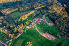 Aerial view of Resettler farm in Oberschlettenbach in the state Rhineland-Palatinate, Germany