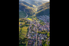 Aerial photograpy of From the east in Klingenmünster in the state Rhineland-Palatinate, Germany