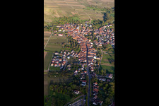 Main street from the west in the evening in Göcklingen in the state Rhineland-Palatinate, Germany