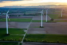 Aerial view of Wind farm Minfeld in Minfeld in the state Rhineland-Palatinate, Germany