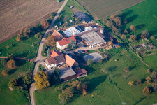 Aerial view of Resettler farm in the district Völkersbach in Malsch in the state Baden-Wuerttemberg, Germany