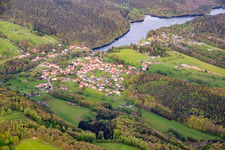 Aerial view of Pond of Haspelschiedt in Haspelschiedt in the state Moselle, France
