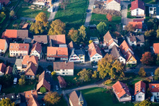 Long Street in the district Schluttenbach in Ettlingen in the state Baden-Wuerttemberg, Germany from above