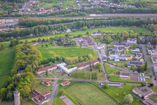 Aerial photograpy of Specialized Hospital Center in the district Blauberg in Saargemünd in the state Moselle, France