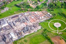 Aerial view of INEOS EUROPE Sarralbe, Ortec Industrie in Sarralbe in the state Moselle, France