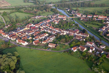 Rue des Mures and Canal des Houillères de la Sarre in Herbitzheim in the state Bas-Rhin, France