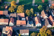 Drone image of Long Street in the district Schluttenbach in Ettlingen in the state Baden-Wuerttemberg, Germany