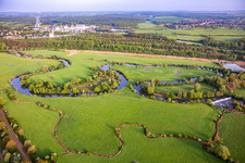 Flood meadows of the Saar feeding place for storks of Saaralbe in Willerwald in the state Moselle, France