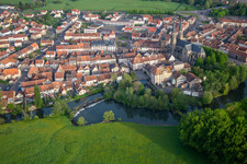 Old town with Église Saint-Martin (Cathédrale de la Sarre) in Sarralbe in the state Moselle, France
