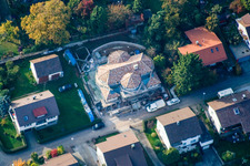 Aerial view of Building materials dealer's stronghold in the district Schluttenbach in Ettlingen in the state Baden-Wuerttemberg, Germany