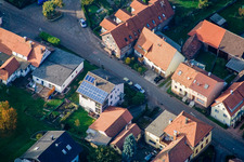Aerial view of Long Street in the district Schluttenbach in Ettlingen in the state Baden-Wuerttemberg, Germany