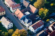 Aerial photograpy of Long Street in the district Schluttenbach in Ettlingen in the state Baden-Wuerttemberg, Germany