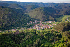 Aerial photograpy of From the south in Wilgartswiesen in the state Rhineland-Palatinate, Germany