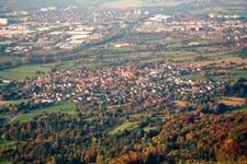From the southeast in the district Oberweier in Ettlingen in the state Baden-Wuerttemberg, Germany