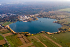 Aerial view of Epple Lake in the district Silberstreifen in Rheinstetten in the state Baden-Wuerttemberg, Germany