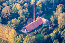 Aerial view of Frohnau am Altrhein in Neuburg am Rhein in the state Rhineland-Palatinate, Germany