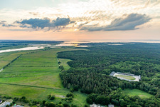 Sunset over the outflow of the Peenestrom in Peenemünde in the state Mecklenburg-Western Pomerania, Germany