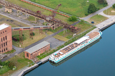 Excursion ship Junkerborg in Peenemünde in the state Mecklenburg-Western Pomerania, Germany