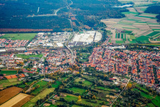 SEW-EURODRIVE GmbH & Co KG – Manufacturing plant and SCC Mechanics/Mechatronics in the district Graben in Graben-Neudorf in the state Baden-Wuerttemberg, Germany from the plane