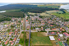 Island railway station from the northwest in Ückeritz in the state Mecklenburg-Western Pomerania, Germany